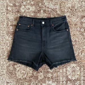 American Eagle Black Denim Highest Rise Boyfriend Shorts Size 6